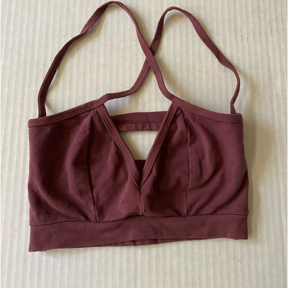 Soul Flower Organic Cotton Bralette Plum Burgundy Size S
